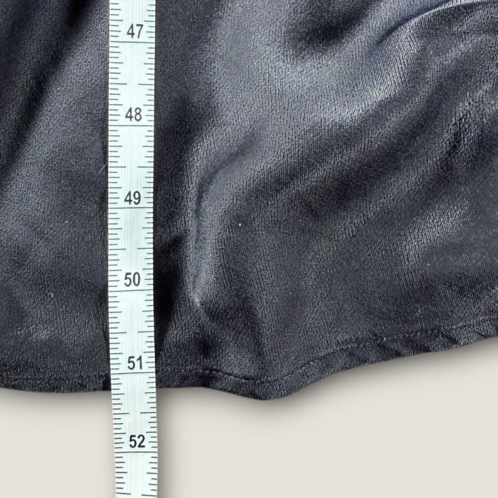 Anthropologie Black Satin Slip Dress Maxi V-Neck Strappy Large Petite LP Luxe - Picture 7 of 8